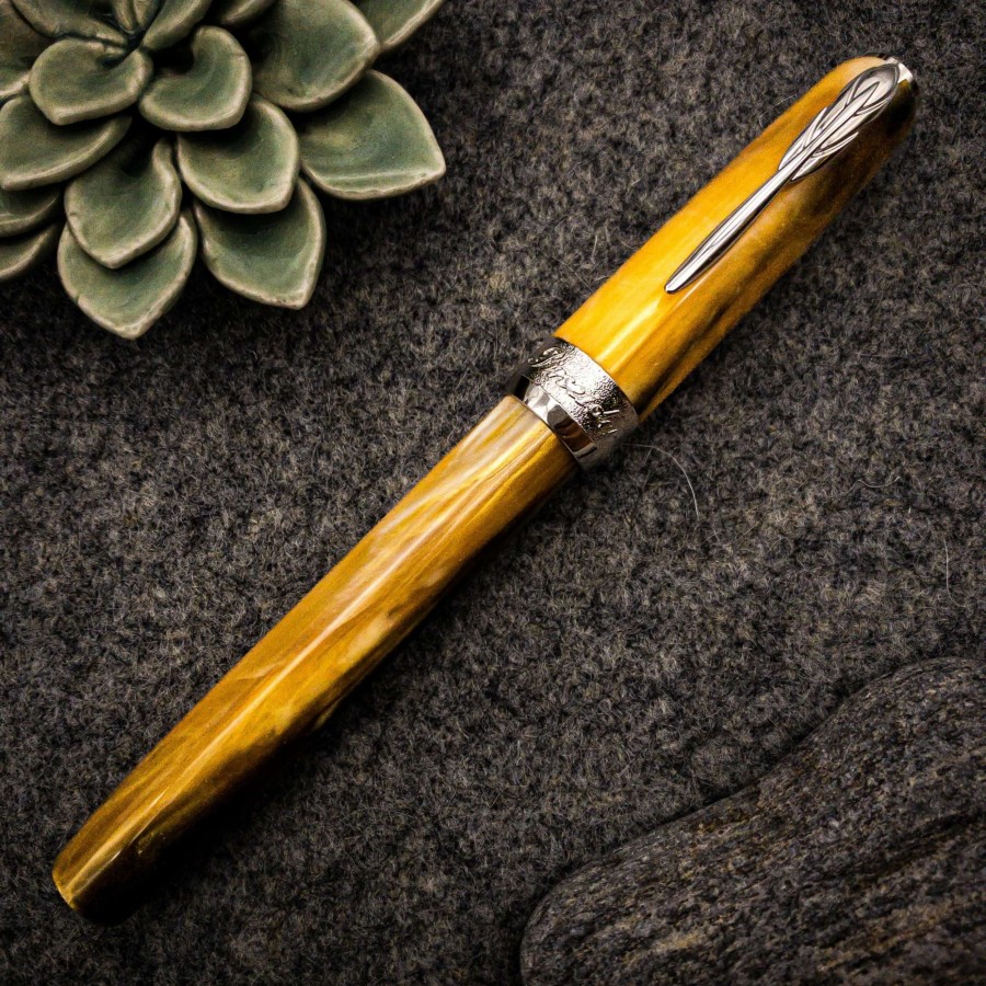 Rollerball Pens * | Pineider La Grande Bellezza Gemstone Rollerball Pen, Tigers Yellow