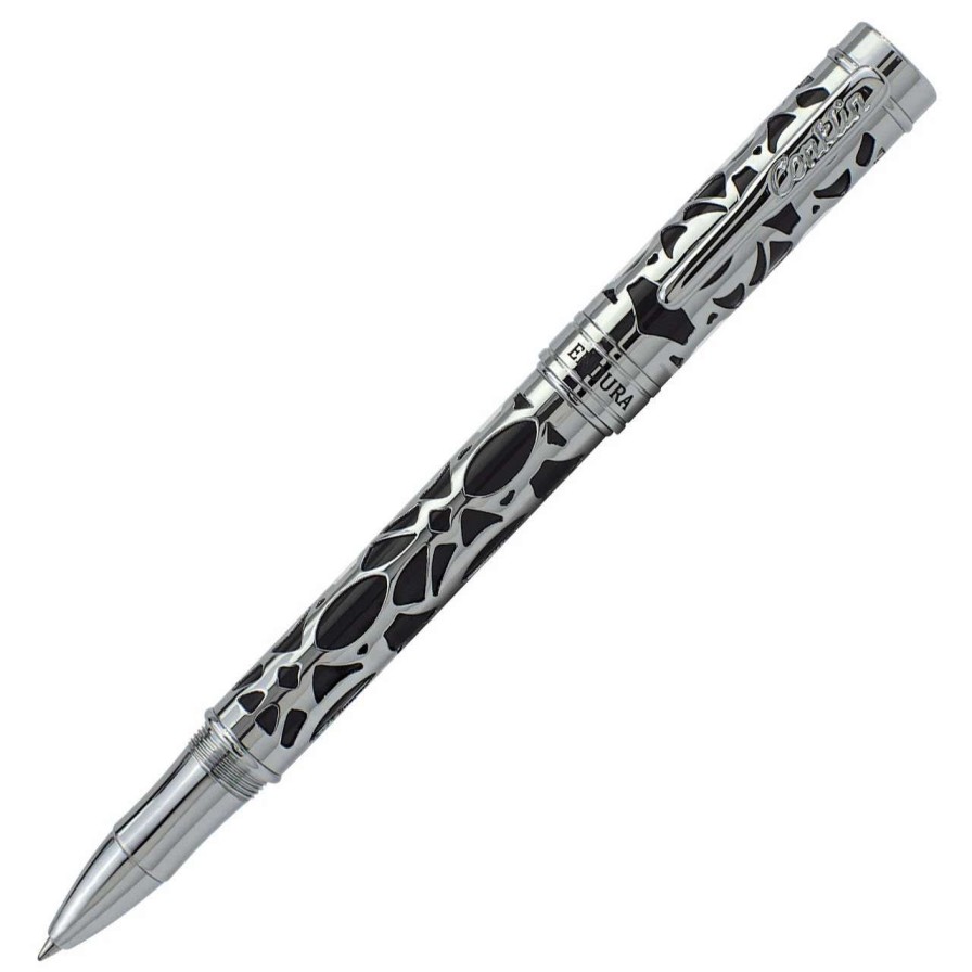 Rollerball Pens * | Conklin Endura Deco Crest Rollerball Pen, Black & Chrome