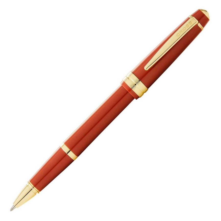 Rollerball Pens * | Cross Cross Bailey Light Rollerball Pen, Polished Amber & Gold