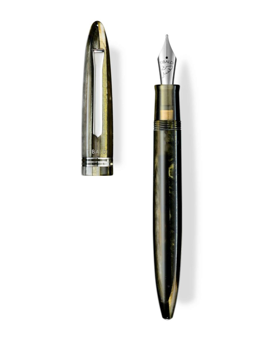 Fountain Pens * | Tibaldi Bononia Martini Olive Resin Fountain Pen, Palladium Trim