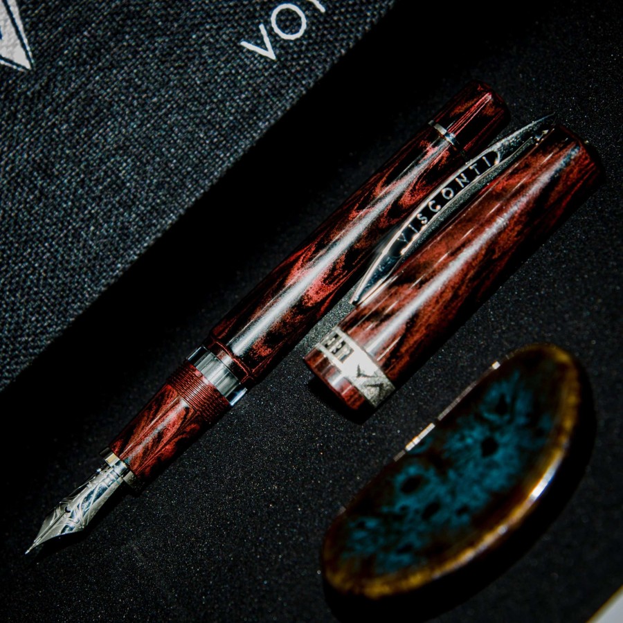 Fountain Pens * | Visconti Voyager 30 Limited Edition Fountain Pen, Red & Silver, 14K Nib