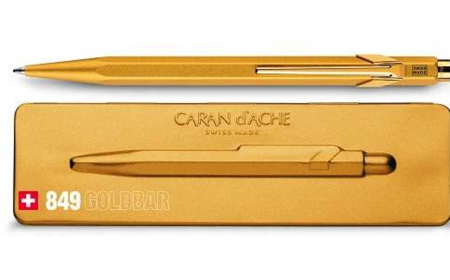 Ballpoint Pens * | Caran D'Ache 849 Goldbar Ballpoint Pen, #849.999G