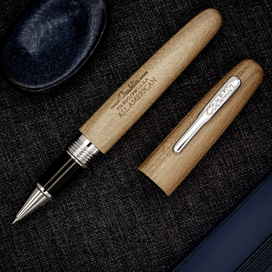 Rollerball Pens * | Conklin All American Pau-Preto Limited Edition Rollerball Pen, Chrome Trim