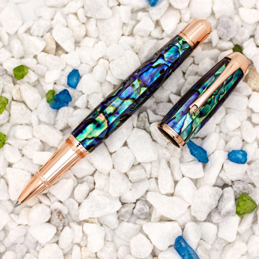 Rollerball Pens * | Monteverde Limited Edition Super Mega Abalone Rollerball Pen, Rose Gold Trim