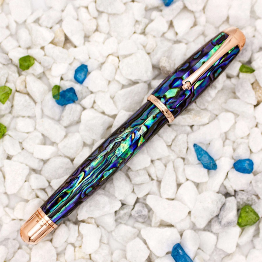 Rollerball Pens * | Monteverde Limited Edition Super Mega Abalone Rollerball Pen, Rose Gold Trim