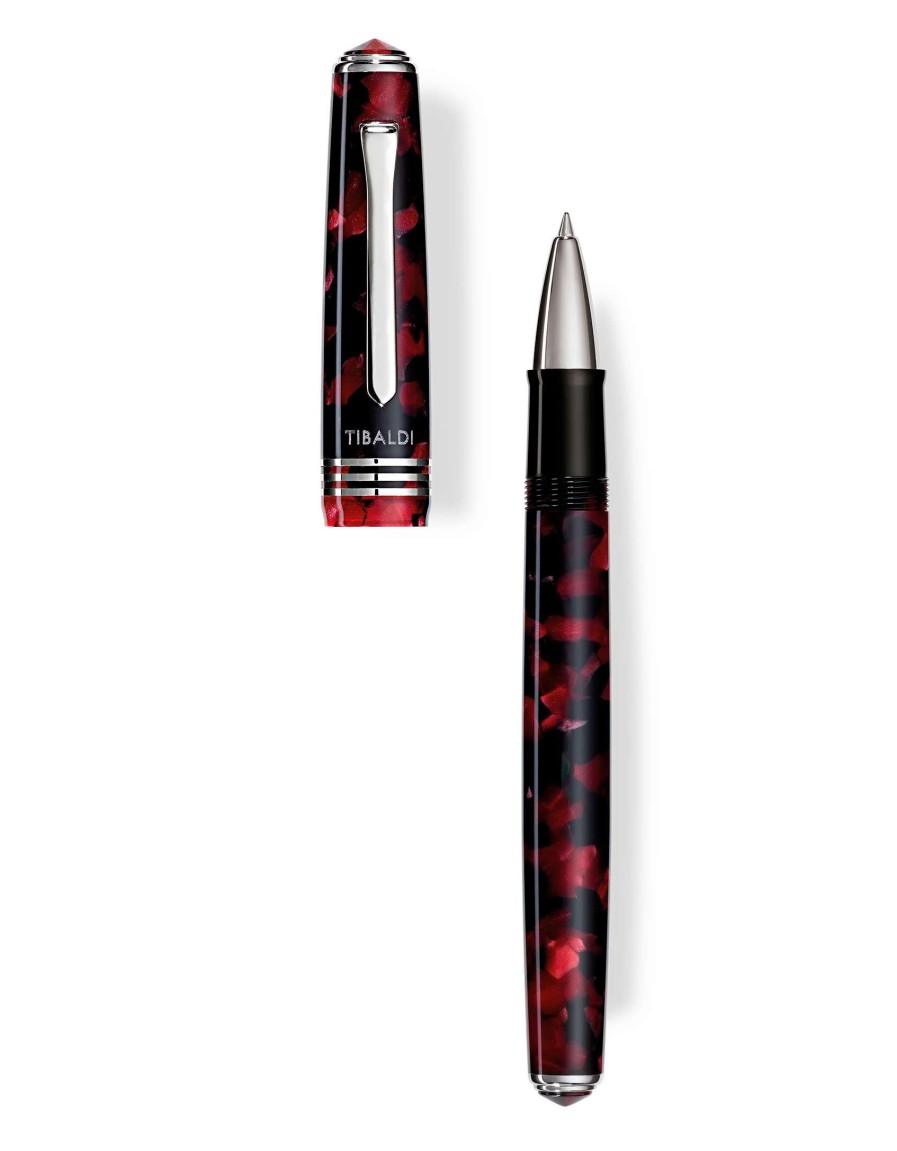 Rollerball Pens * | Tibaldi N60 Ruby Red Resin Rollerball Pen, Palladium Trim