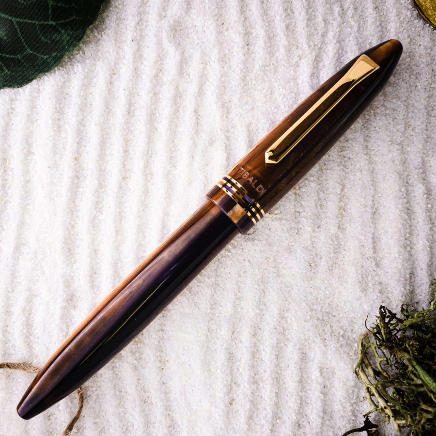 Fountain Pens * | Tibaldi Bononia Seilan Purple Resin Fountain Pen, Gold Trim