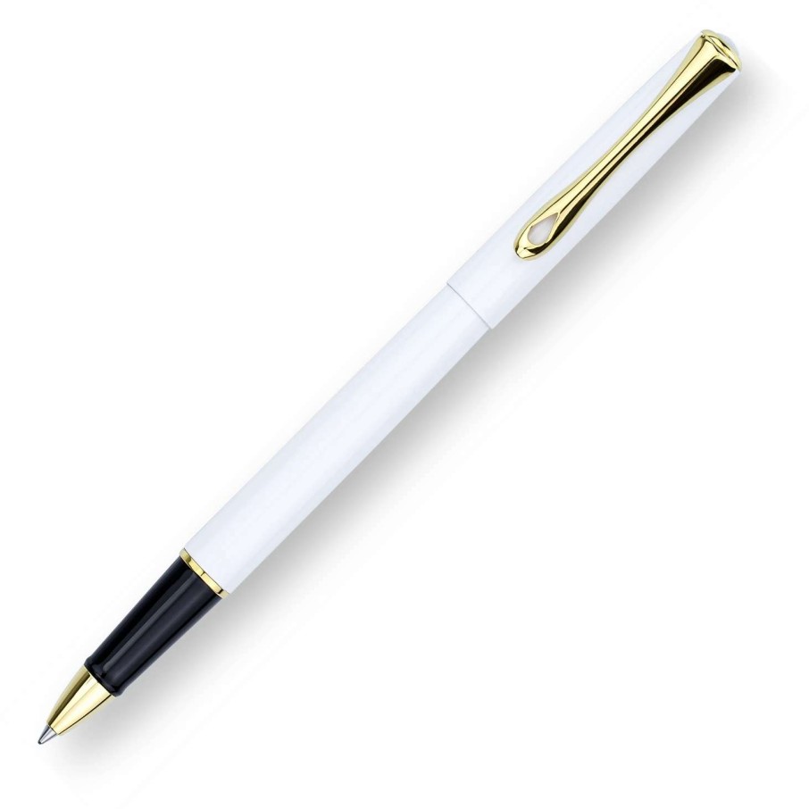 Rollerball Pens * | Diplomat Traveller Rollerball Pen, Snow White & Gold