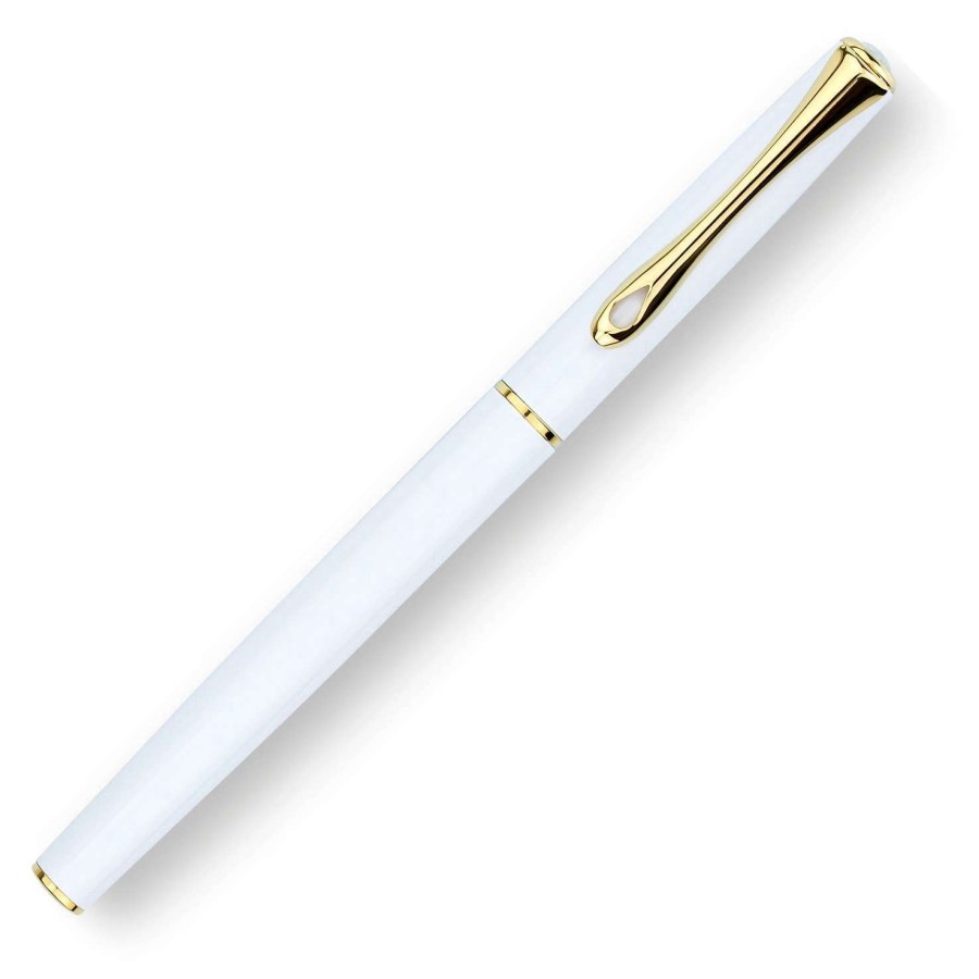 Rollerball Pens * | Diplomat Traveller Rollerball Pen, Snow White & Gold