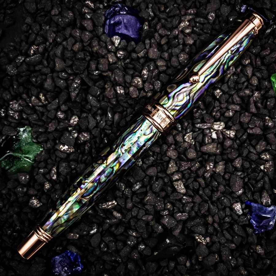 Rollerball Pens * | Monteverde Invincia Limited Edition Abalone Shell Rollerball Pen, Rose Gold Trim