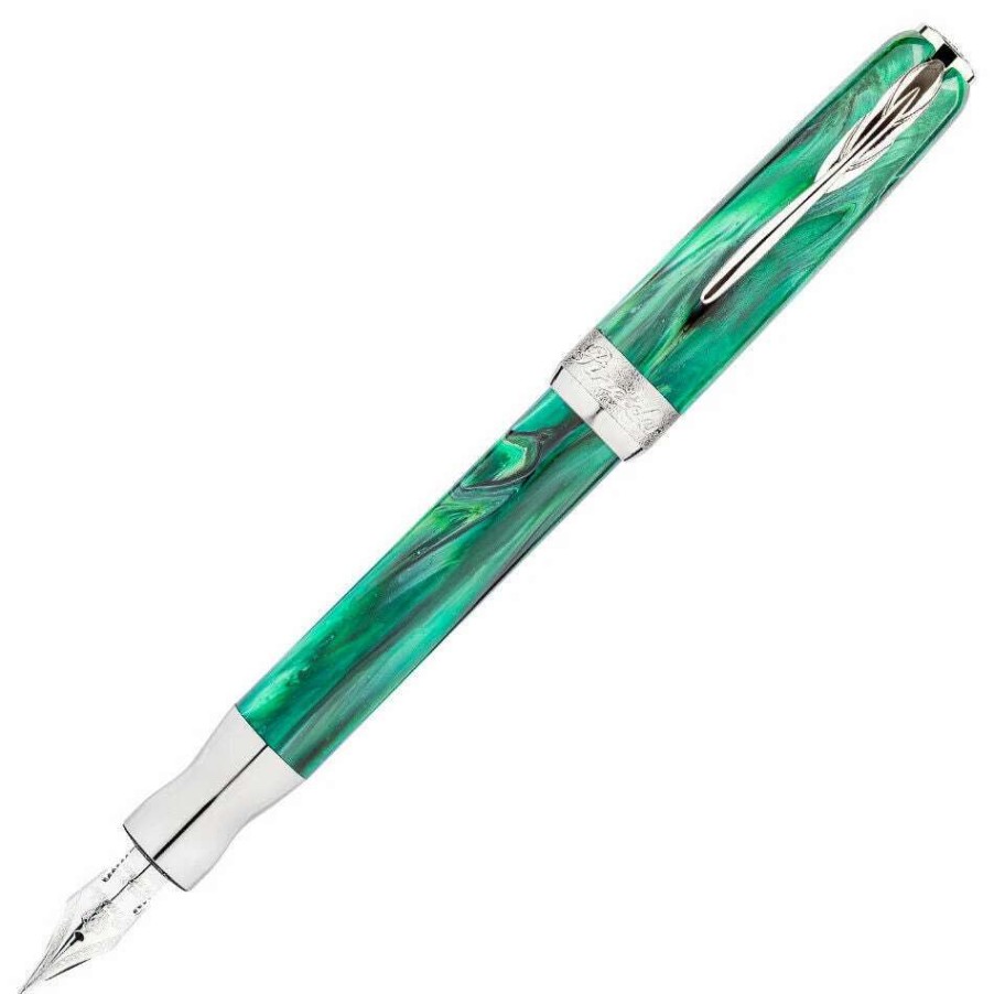 Fountain Pens * | Pineider La Grande Bellezza Fountain Pen, Malachite Green, 14K Gold Nib, Medium