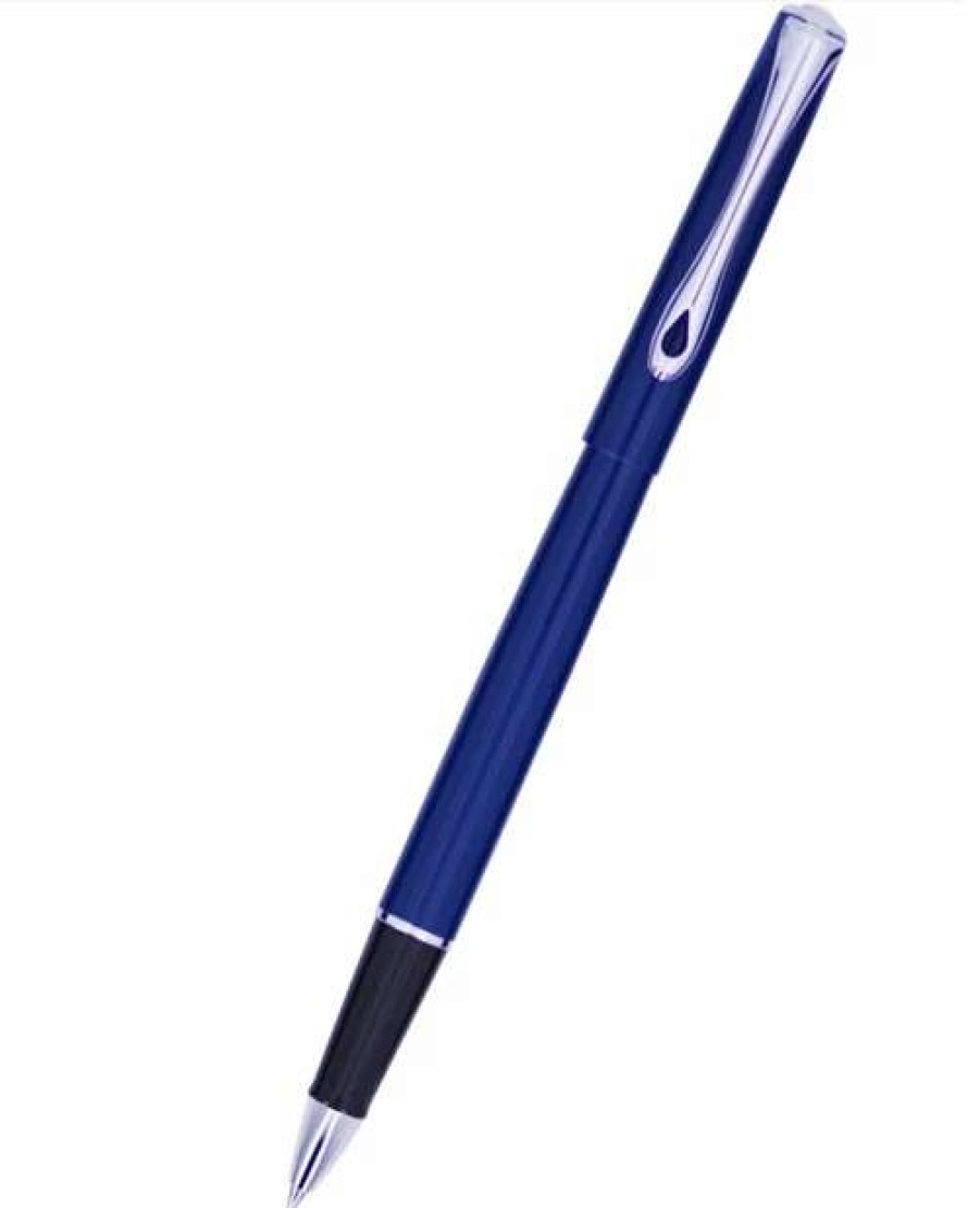 Rollerball Pens * | Diplomat Traveller Rollerball Pen, Navy Blue & Chrome