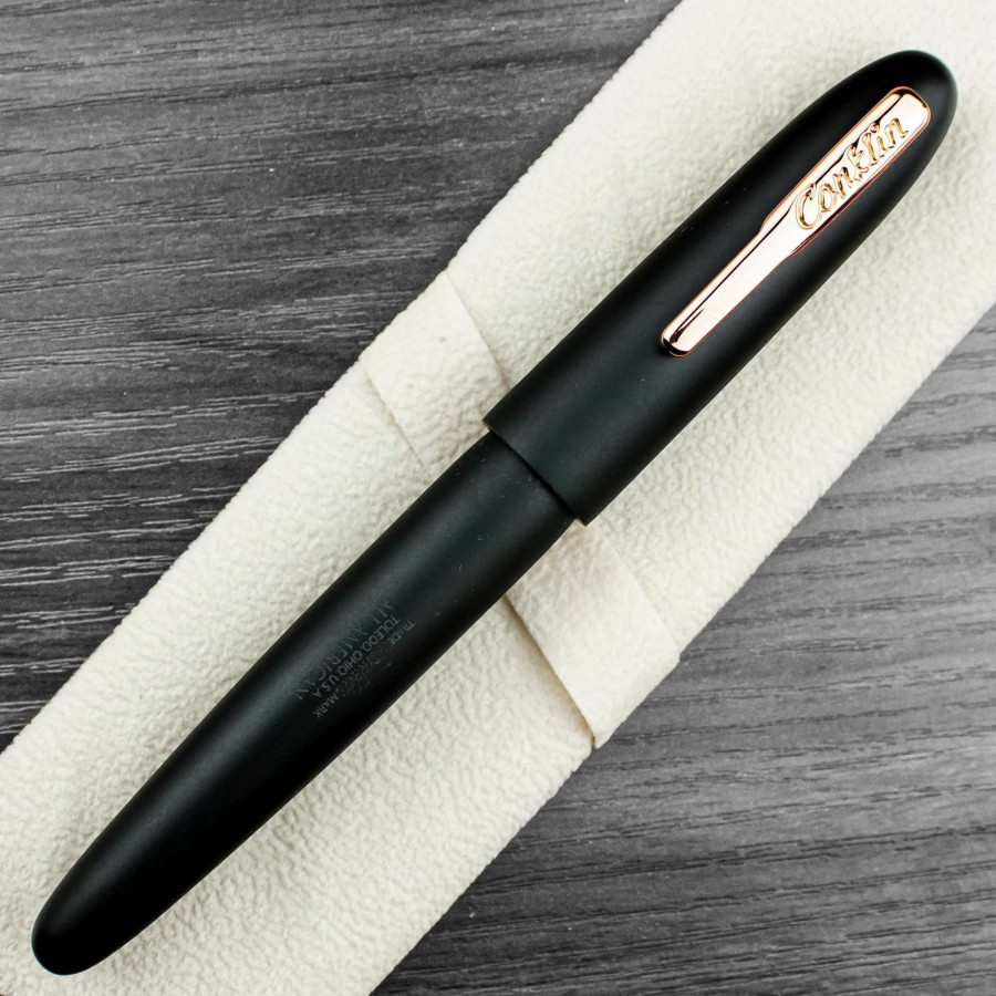 Fountain Pens * | Conklin All American Limited Edition Fountain Pen, Matte Black & Rose Gold