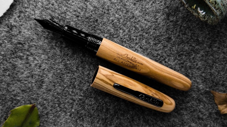 Fountain Pens * | Conklin All American Limited Edition Olive Wood Fountain Pen, Gunmetal Trim