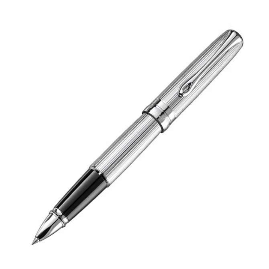 Rollerball Pens * | Diplomat Excellence A2 Guilloche Chrome Rollerball Pen