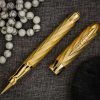 Rollerball Pens * | Pineider Matrix Jewelers Limited Edition Sterling Silver Rollerball Pen, Yellow Gold Plated