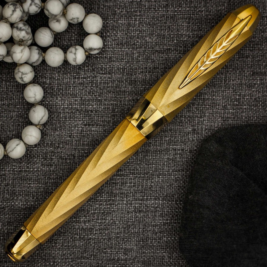 Rollerball Pens * | Pineider Matrix Jewelers Limited Edition Sterling Silver Rollerball Pen, Yellow Gold Plated