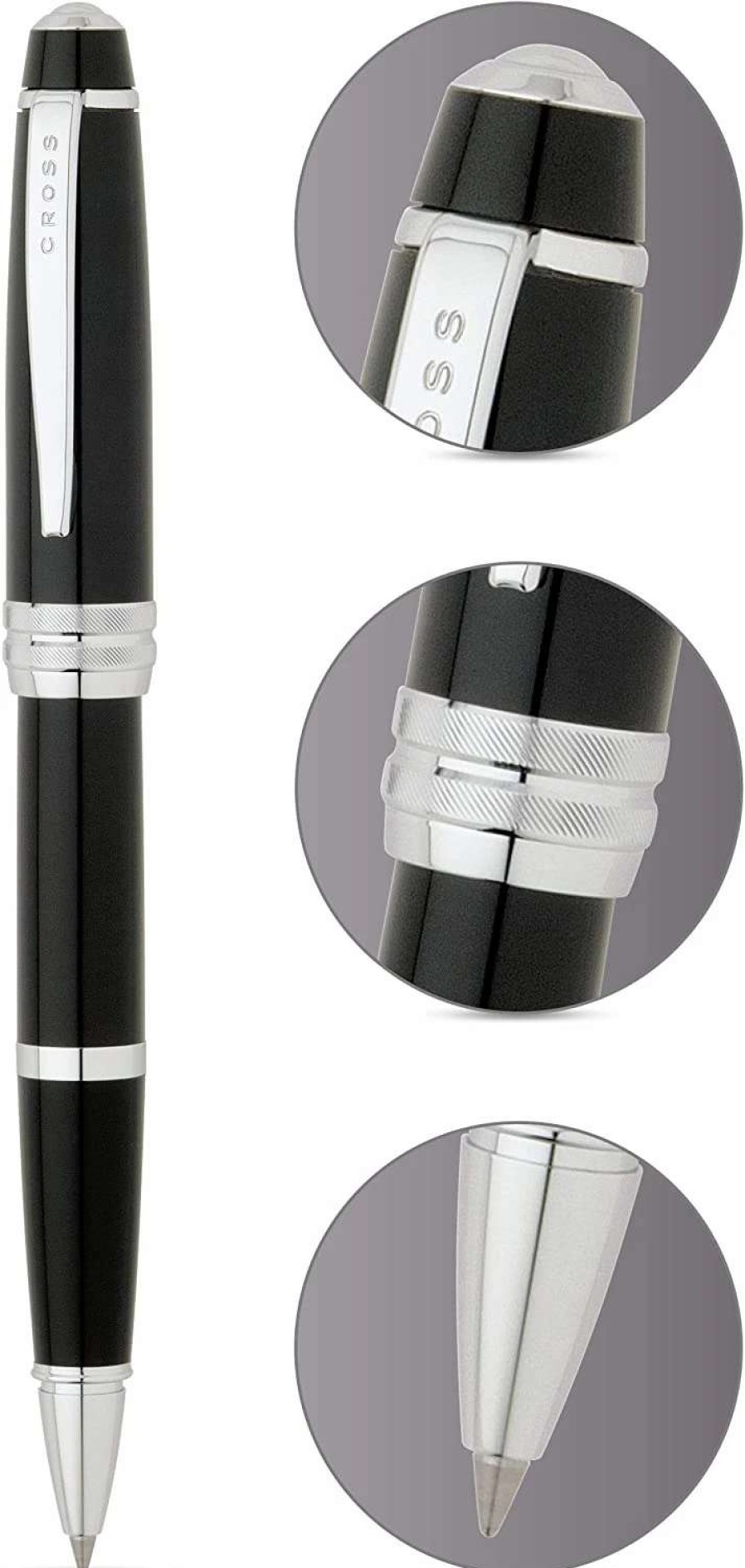 Rollerball Pens * | Cross Cross Bailey Rollerball Pen, Black Lacquer & Chrome