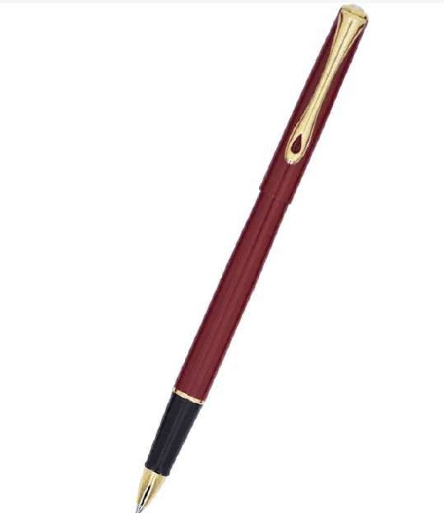 Rollerball Pens * | Diplomat Traveller Rollerball Pen, Dark Red & Gold