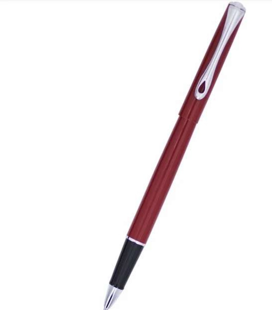 Rollerball Pens * | Diplomat Traveller Rollerball Pen, Dark Red & Chrome