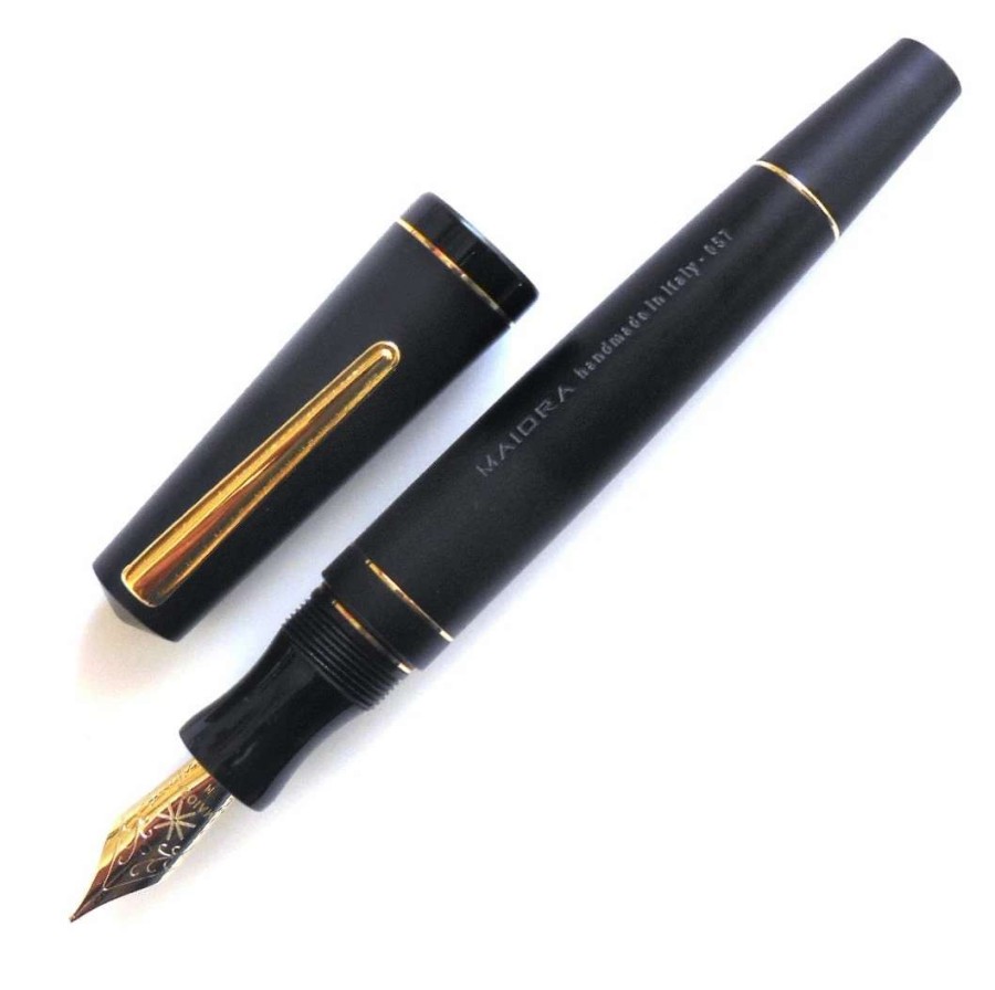 Fountain Pens * | Maiora Impronte, Matte Black, Oversized Fountain Pen, Medium Nib