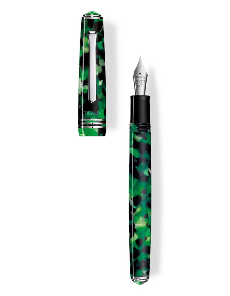 Fountain Pens * | Tibaldi N60 Emerald Green Resin Fountain Pen, Palladium Trim, Extra-Fine Nib