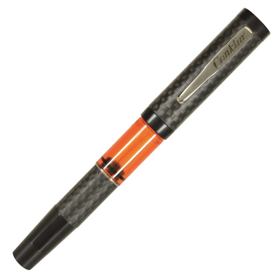 Fountain Pens * | Conklin Carbon Fiber Stealth Word Gauge Fountain Pen, Orange