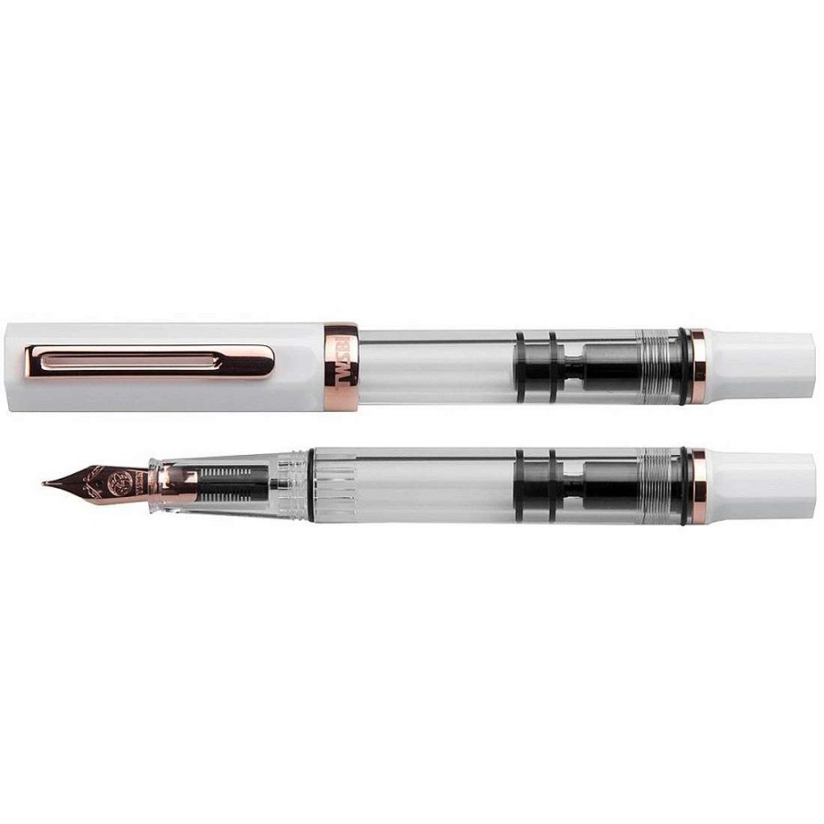 Fountain Pens * | Twsbi Eco White Rose Gold Fountain Pen