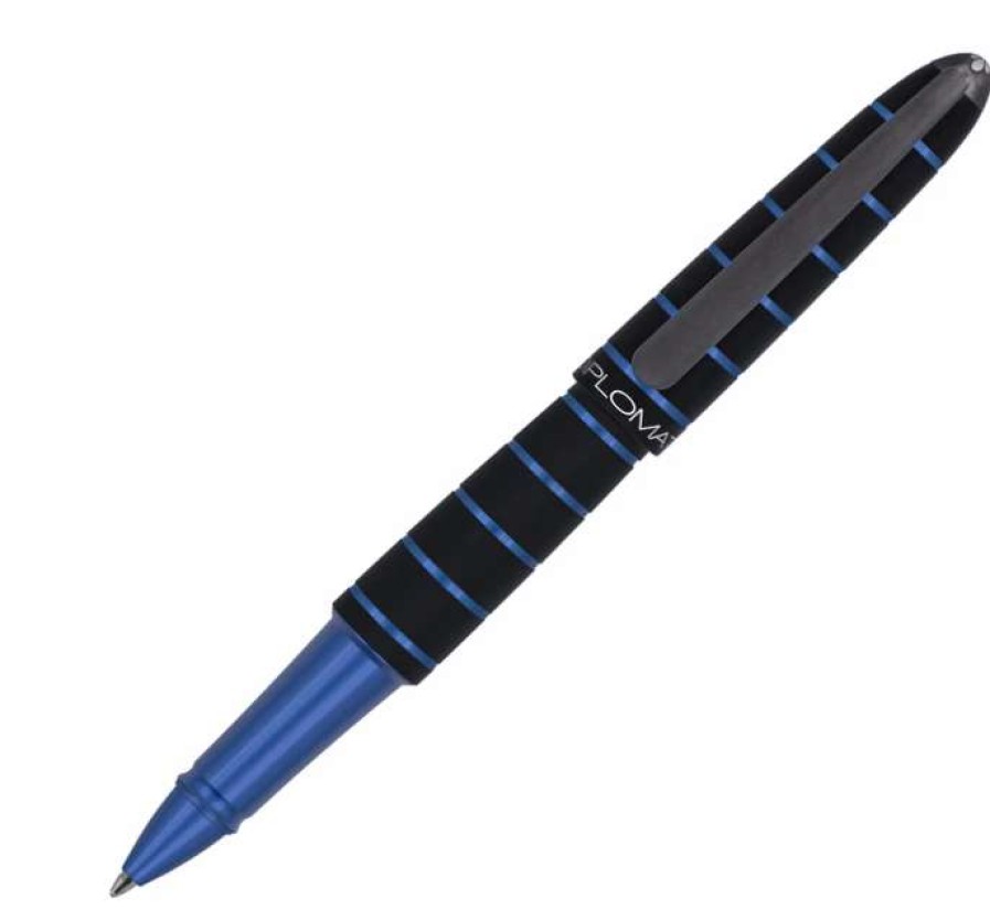 Rollerball Pens * | Diplomat Elox Ring Black/Blue, Rollerball Pen