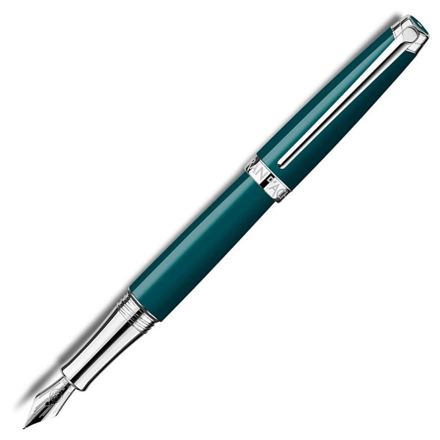 Fountain Pens * | Caran D'Ache Caran Dache Leman V2 Fountain Pen, Amazon Green, 18K Nib