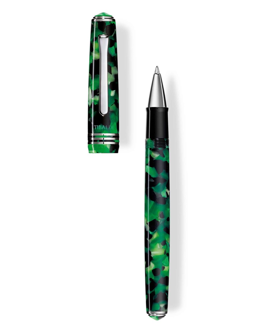 Rollerball Pens * | Tibaldi N60 Emerald Green Resin Rollerball Pen, Palladium Trim