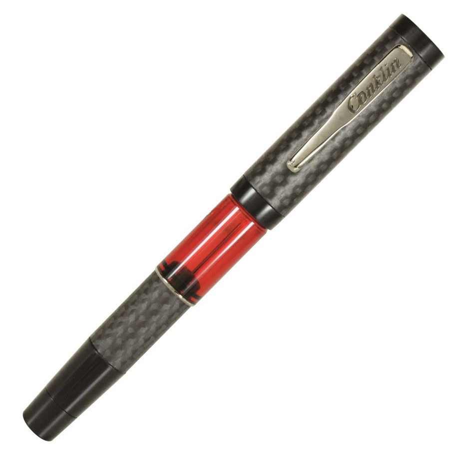 Fountain Pens * | Conklin Carbon Fiber Stealth Word Gauge Fountain Pen, Red