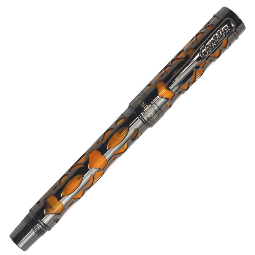 Fountain Pens * | Conklin Endura Deco Crest Fountain Pen, Orange & Gunmetal