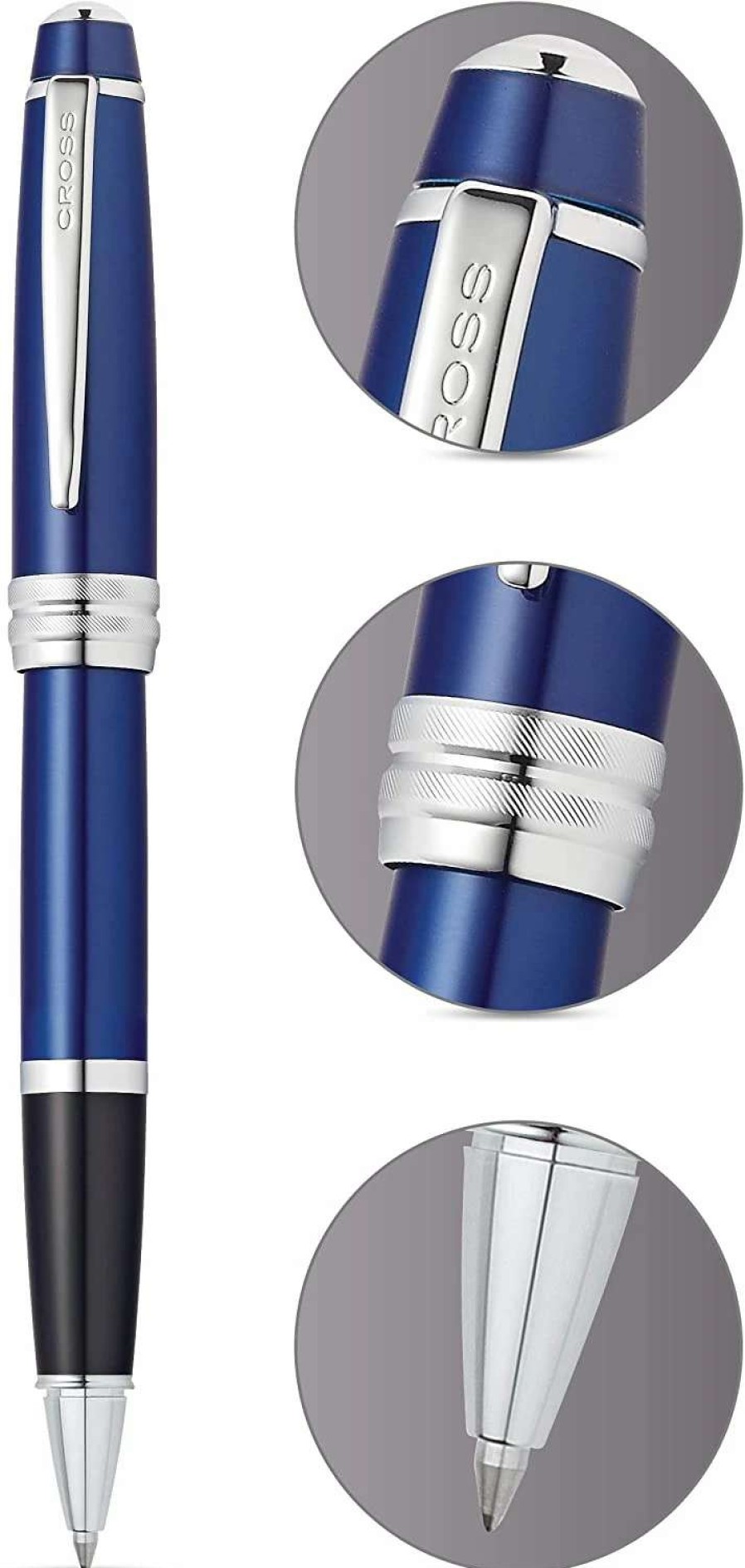 Rollerball Pens * | Cross Cross Bailey Rollerball Pen, Blue Lacquer & Chrome