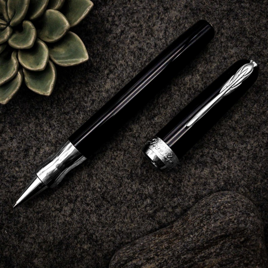 Rollerball Pens * | Pineider La Grande Bellezza Gemstone Rollerball Pen, Stone Black