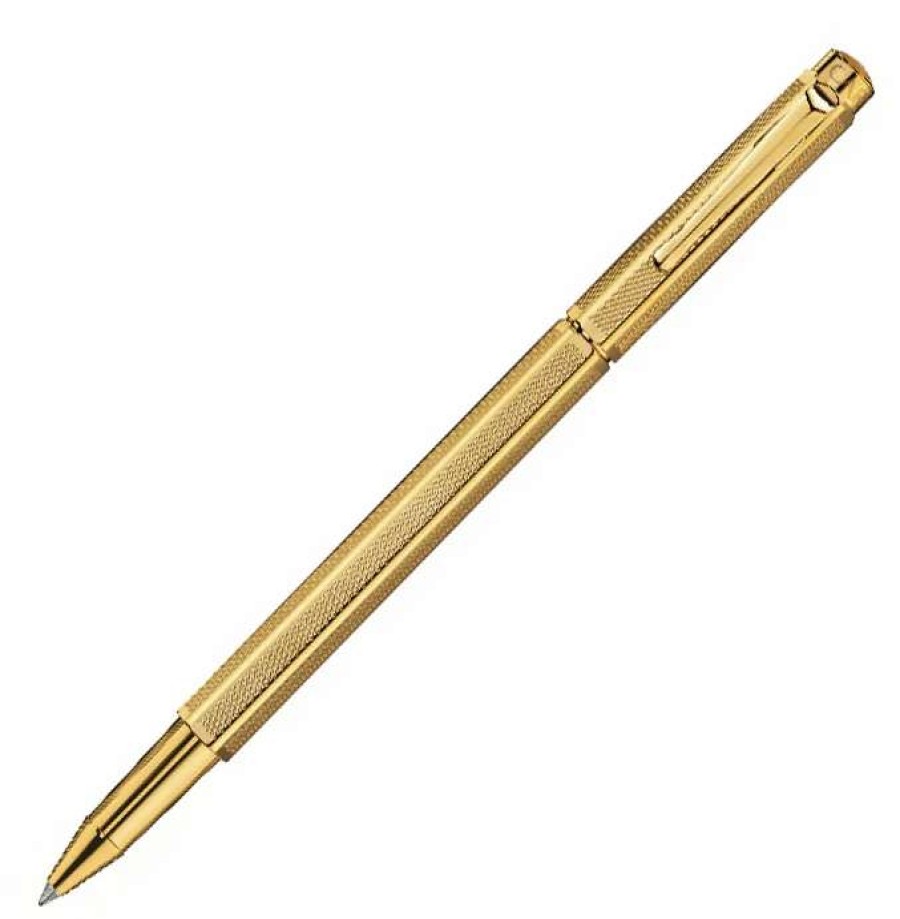 Rollerball Pens * | Caran D'Ache Caran Dache Ecridor Retro Gilded Gold-Plated Rollerball Pen