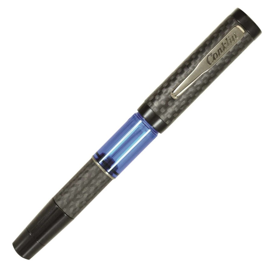 Fountain Pens * | Conklin Carbon Fiber Stealth Word Gauge Fountain Pen, Blue