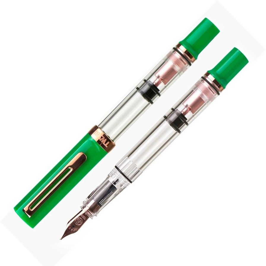 Fountain Pens * | Twsbi Eco-T Fountain Pen & Ink Bottle Set, Royal Green & Rose Gold