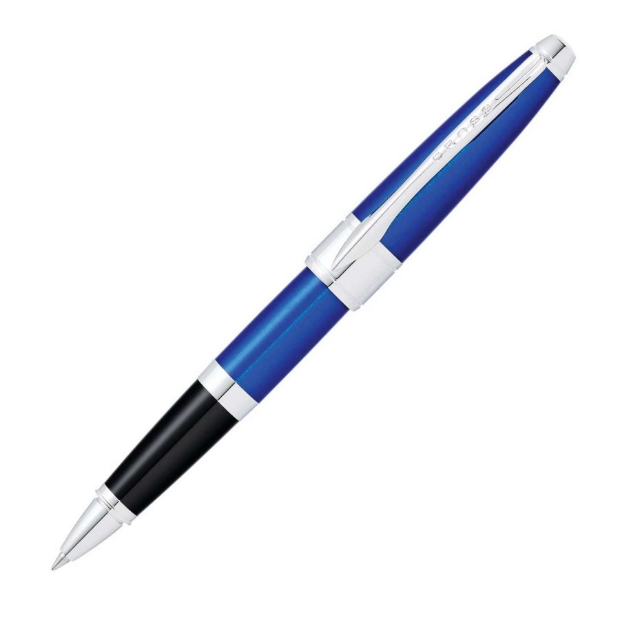 Rollerball Pens * | Cross Cross Apogee Rollerball Pen, Blue Lacquer & Chrome