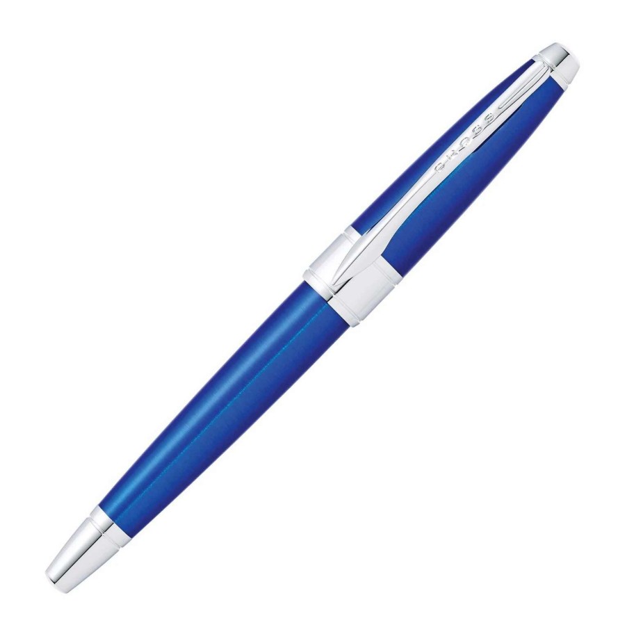 Rollerball Pens * | Cross Cross Apogee Rollerball Pen, Blue Lacquer & Chrome