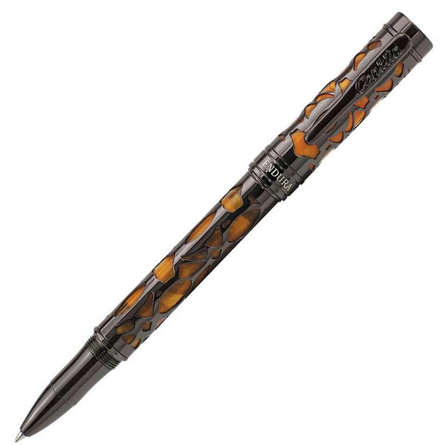 Rollerball Pens * | Conklin Endura Deco Crest Rollerball Pen, Orange & Gunmetal