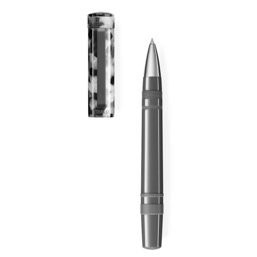 Rollerball Pens * | Tibaldi Perfecta Denim Rollerball Pen, Stonewash Grey