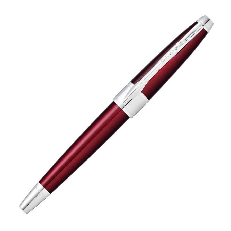 Rollerball Pens * | Cross Cross Apogee Rollerball Pen, Red Lacquer & Chrome