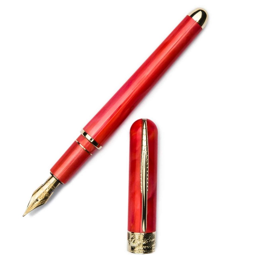 Fountain Pens * | Pineider Avatar Ur Deluxe Fountain Pen, Devil Red, 14K Gold Nib, Medium