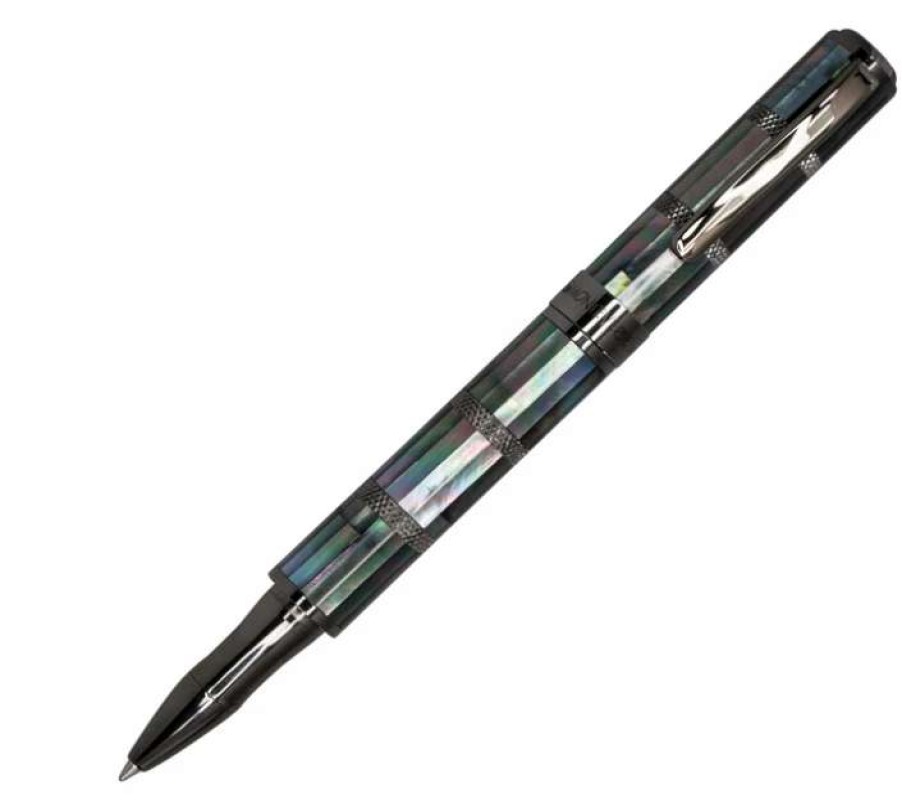 Rollerball Pens * | Monteverde Regatta Black Mother Of Pearl Rollerball Pen, Gunmetal Trim