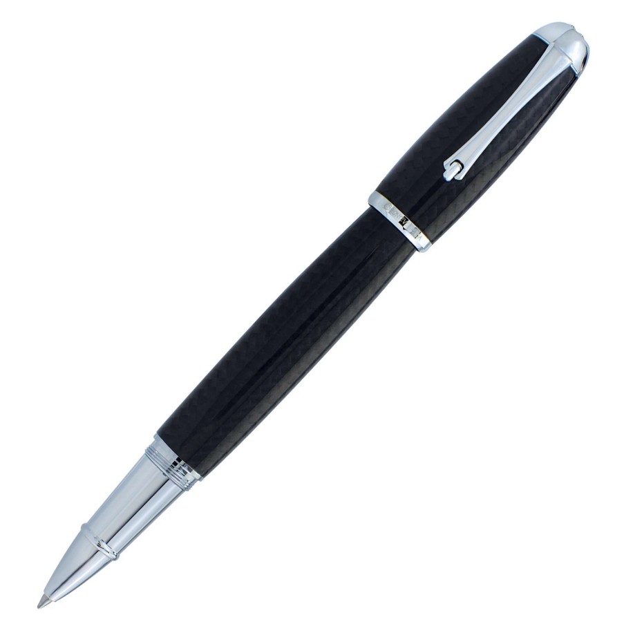 Rollerball Pens * | Monteverde Super Mega Carbon Fiber Rollerball Pen, Chrome Trim