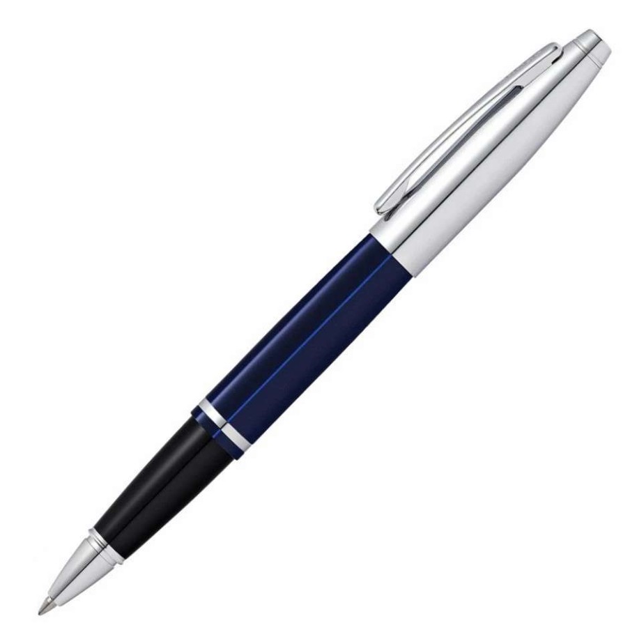 Rollerball Pens * | Cross Cross Calais Rollerball Pen, Blue Lacquer & Chrome