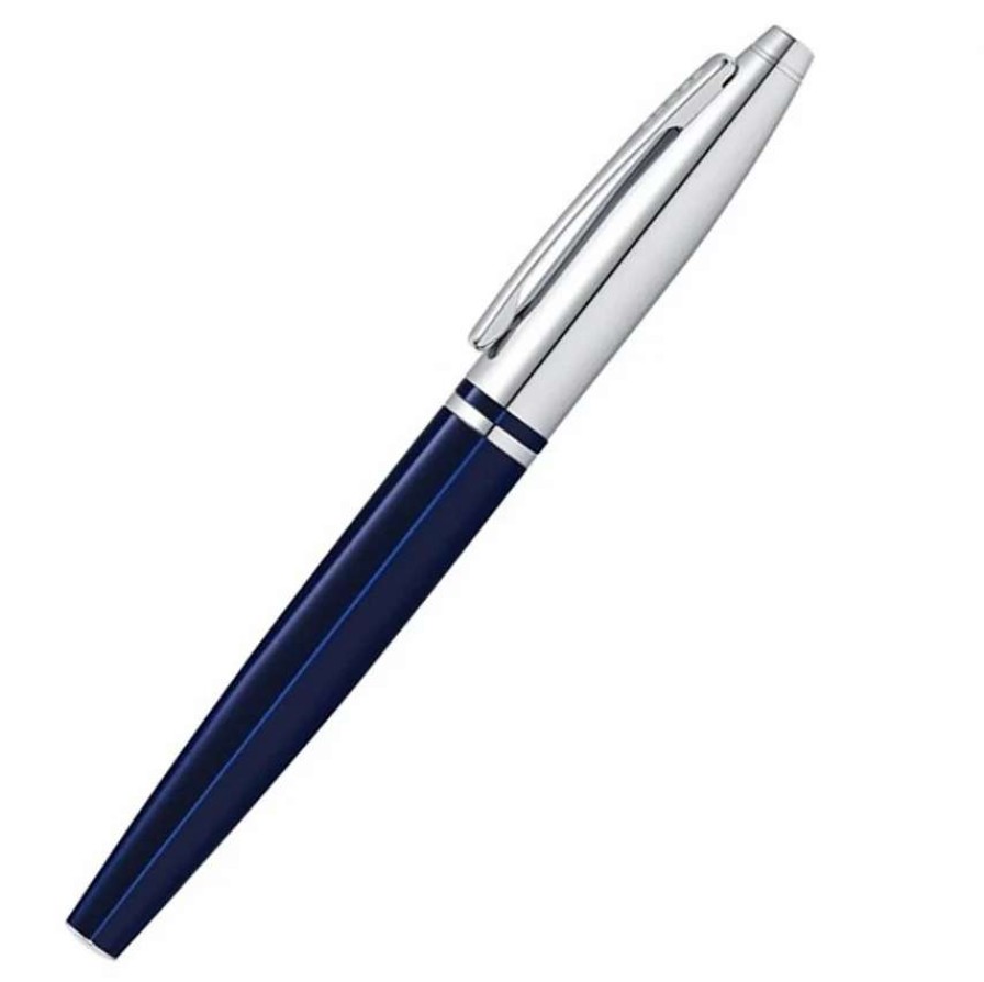 Rollerball Pens * | Cross Cross Calais Rollerball Pen, Blue Lacquer & Chrome