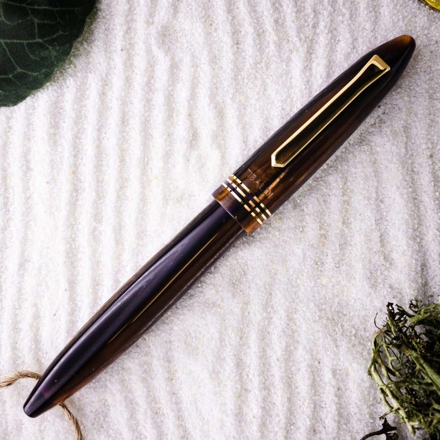 Rollerball Pens * | Tibaldi Bononia Seilan Purple Resin Rollerball Pen, Gold Trim